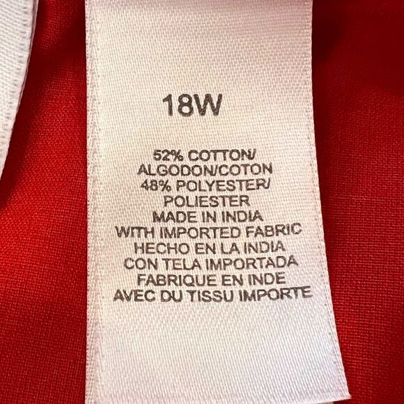 Liz Claiborne 18W Burnout Floral Orange Button-Up Top - Picture 3 of 8